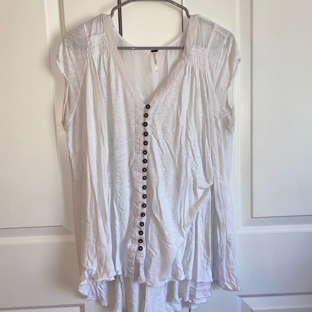 Free People Sheer Oversized White Tunic Size Small